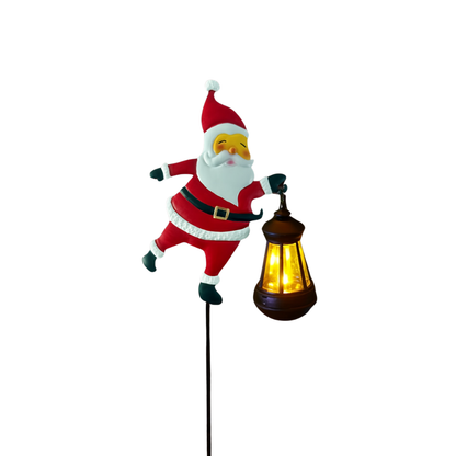 GlowFest Solar Festive Lantern Hero - Decorative Lights - Festive Santa Claus Figurine with Lanterns, Energy-Efficient Outdoor Holiday Decor for Garden