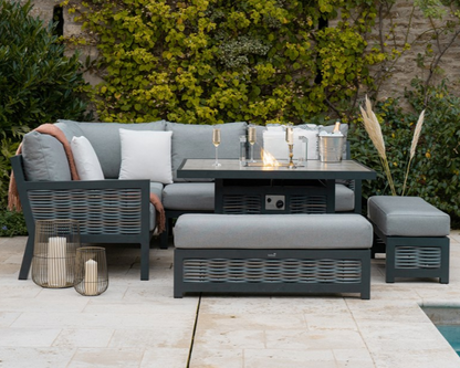 The Cambridge Rattan Firepit Corner Sofa And Benches Garden Set