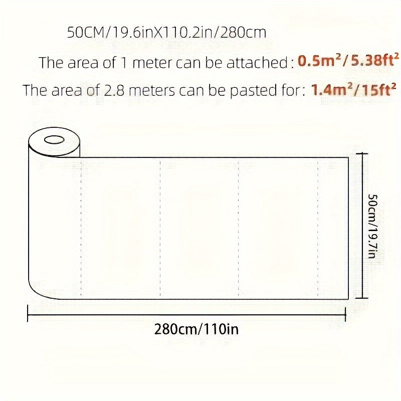 Self-Adhesive Waterproof Vinyl Wallpaper 3D (280cm x 50cm per roll)